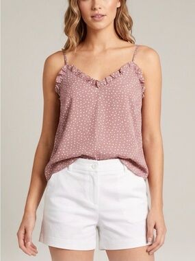 Dusty Pink Polka Dot Spaghetti Strap Flowy Tank Top Women’s Medium